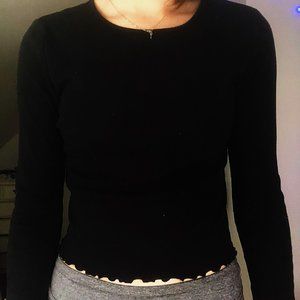 Black Frilly Long Sleeve Shirt